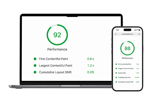 Performance report shown on laptop and phone